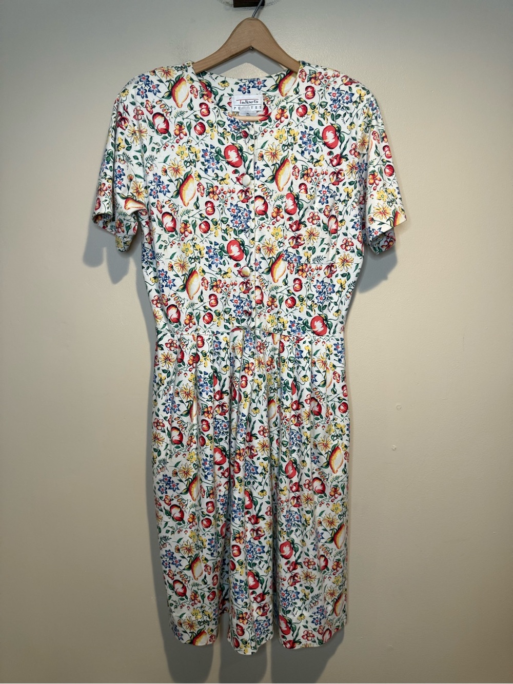VINTAGE Talbots 90's Fruit & floral Cottagecore dress size Petite large LP
